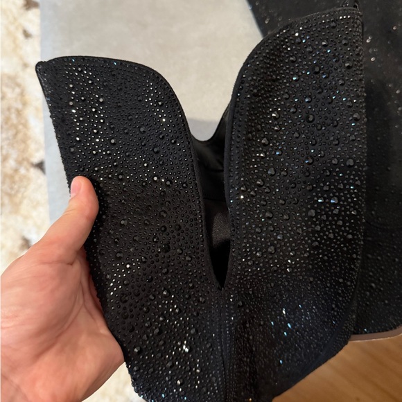 NWOT Women’s Black Above The Knee Rhinestone Cowgirl Boots Size 6 - Picture 5 of 9